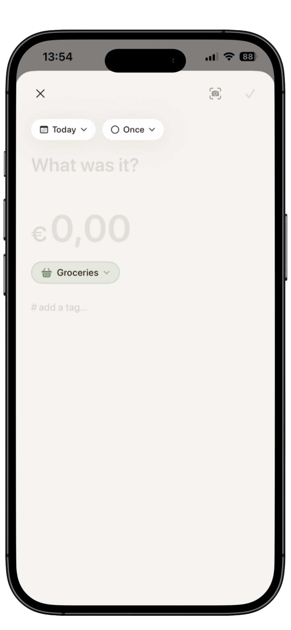 Kira manual expense entry screen