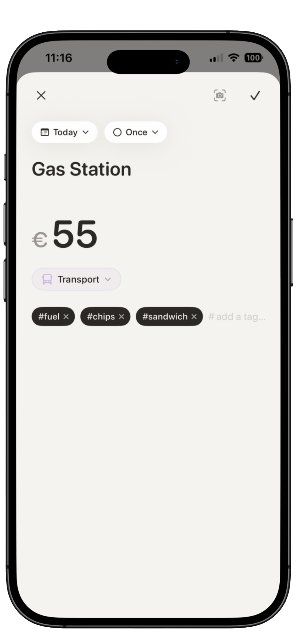Kira expense created from voice input